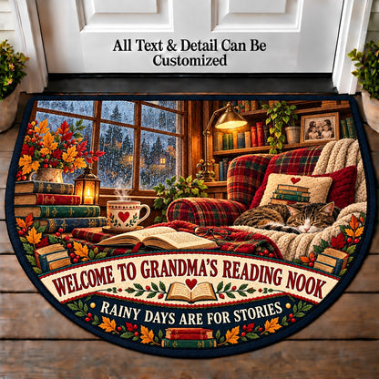 Rainy Day Reading - Grandma's Reading Nook Personalized Half Round Mat | 5To9Vibe