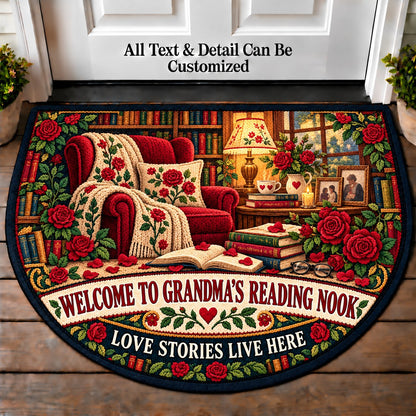 Romance and Roses - Grandma's Reading Nook Personalized Half Round Mat | 5To9Vibe