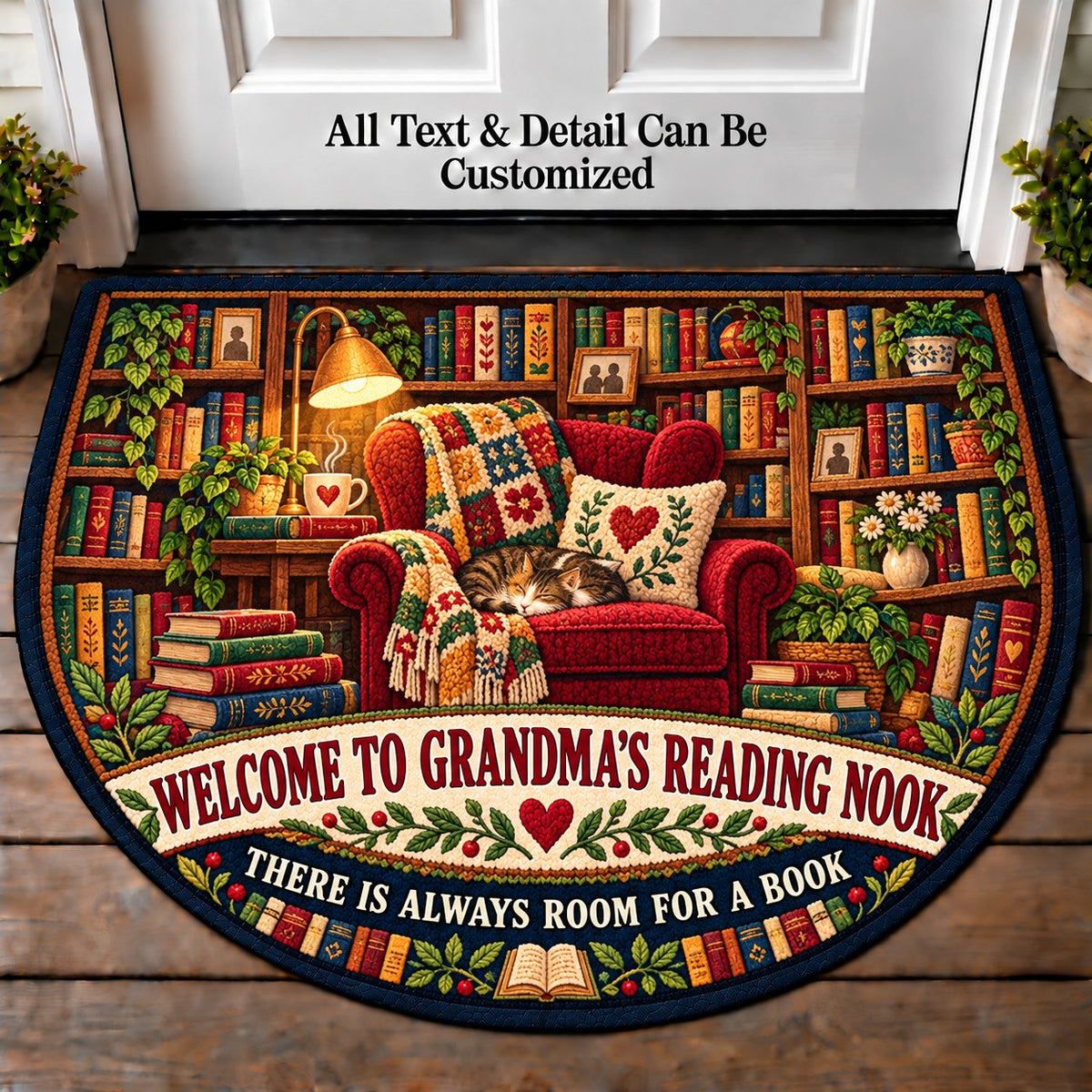 Shelf of Stories - Grandma's Reading Nook Personalized Half Round Mat | 5To9Vibe