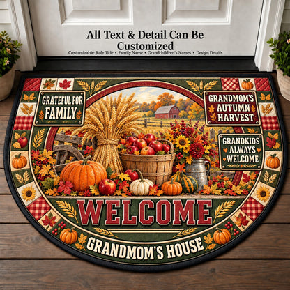 Grandmom's Autumn Harvest Personalized Half Round Mat | 5To9Vibe