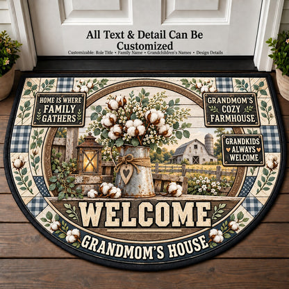 Grandmom's Cozy Farmhouse Personalized Half Round Mat | 5To9Vibe