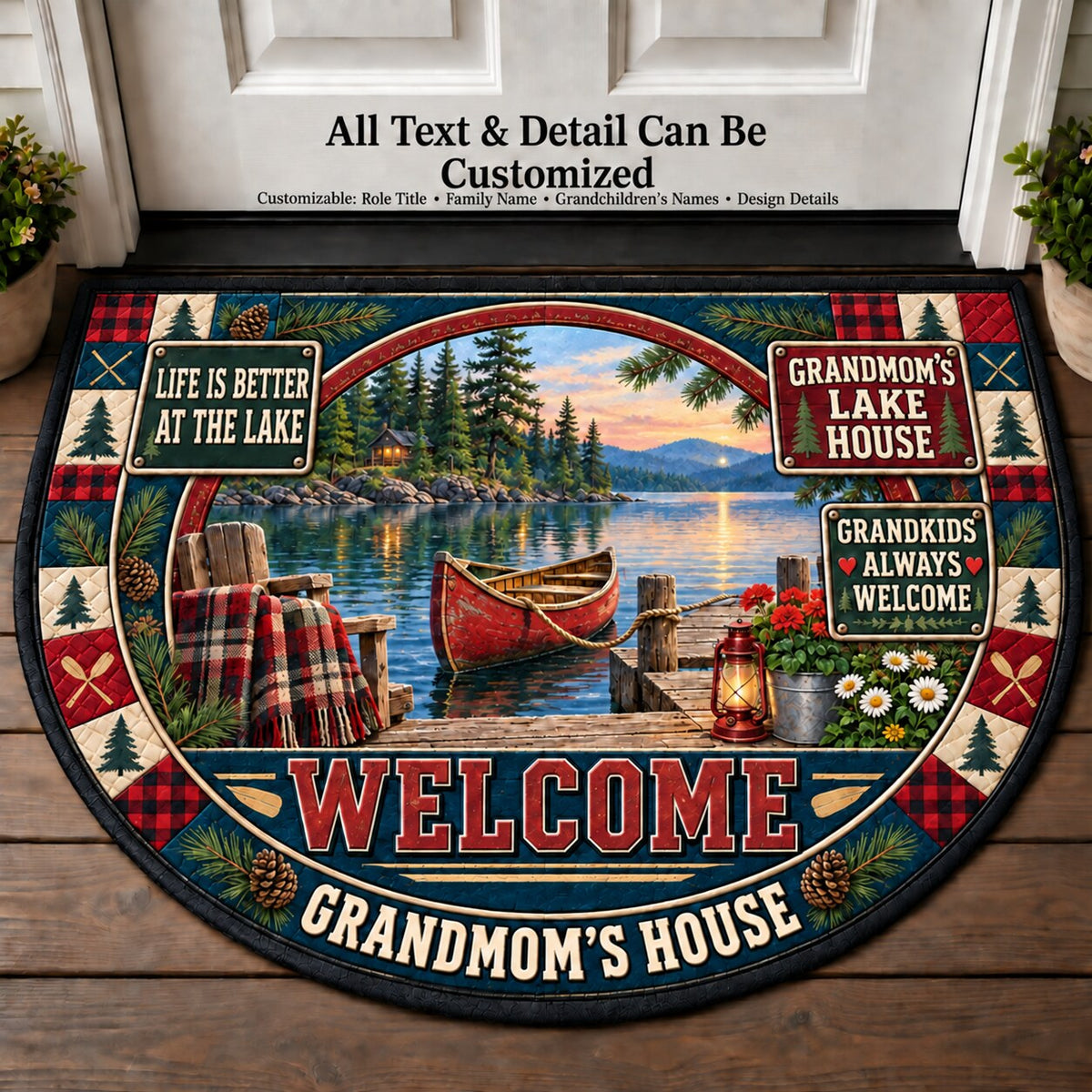 Grandmom's Lake House Personalized Half Round Mat | 5To9Vibe