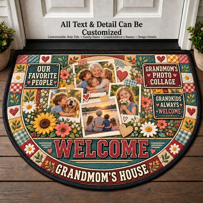Grandmom's Photo Collage Personalized Half Round Mat | 5To9Vibe