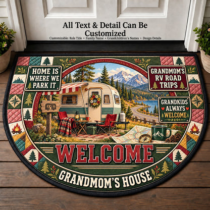 Grandmom's RV Road Trips Personalized Half Round Mat | 5To9Vibe