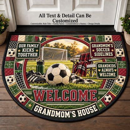 Grandmom's Soccer Sidelines Personalized Half Round Mat | 5To9Vibe