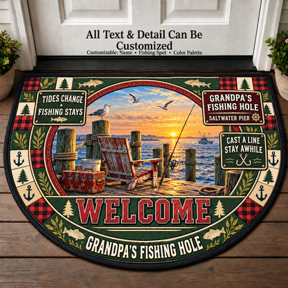 Saltwater Pier - Grandpa's Fishing Hole Personalized Half Round Mat | 5To9Vibe