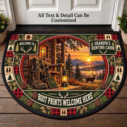 Camo Cabin - Grandpa's Hunting Cabin Personalized Half Round Mat | 5To9Vibe