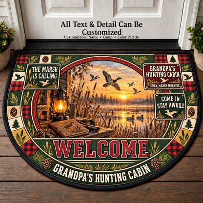Duck Marsh Morning - Grandpa's Hunting Cabin Personalized Half Round Mat | 5To9Vibe