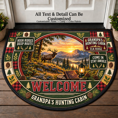 Elk Ridge - Grandpa's Hunting Cabin Personalized Half Round Mat | 5To9Vibe