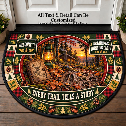 Forest Tracks - Grandpa's Hunting Cabin Personalized Half Round Mat | 5To9Vibe