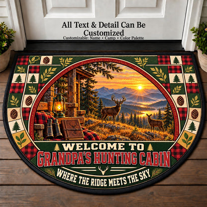 Highland Wildlife - Grandpa's Hunting Cabin Personalized Half Round Mat | 5To9Vibe