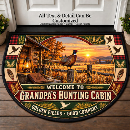 Pheasant Field - Grandpa's Hunting Cabin Personalized Half Round Mat | 5To9Vibe
