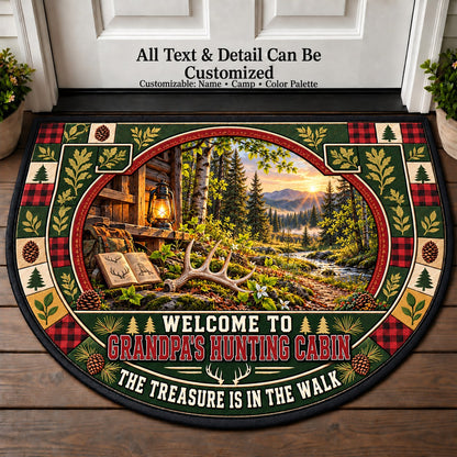 Shed Antler Search - Grandpa's Hunting Cabin Personalized Half Round Mat | 5To9Vibe