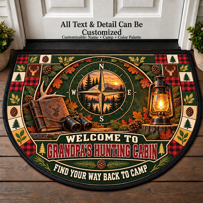 Woodland Compass - Grandpa's Hunting Cabin Personalized Half Round Mat | 5To9Vibe