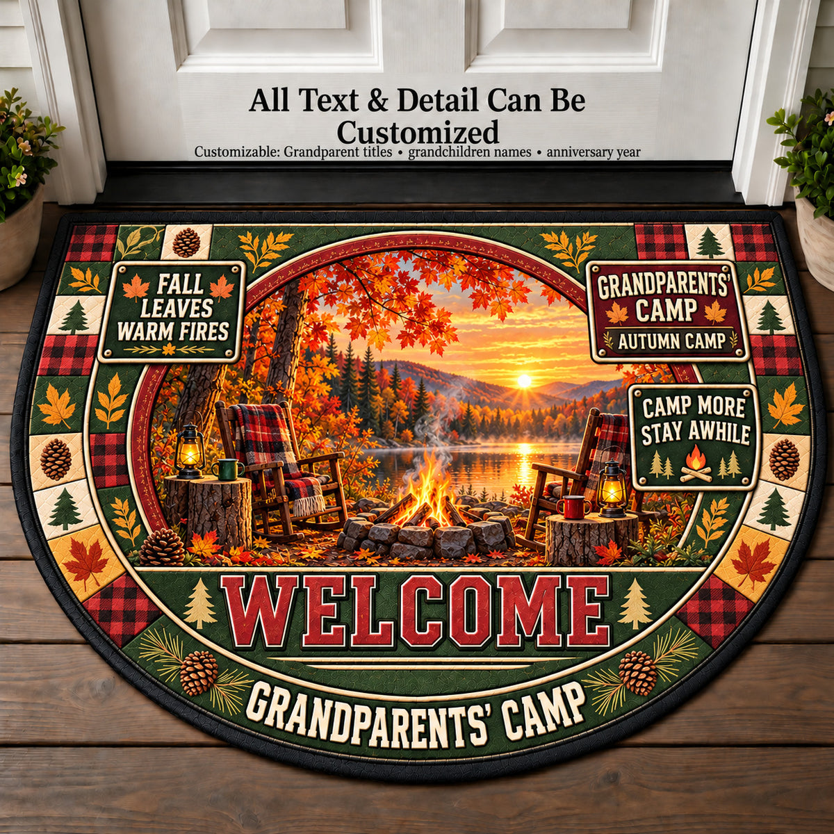 Autumn Camp - Grandparents Camp Personalized Half Round Mat | 5To9Vibe