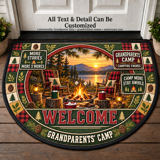 Campfire Smores - Grandparents Camp Personalized Half Round Mat | 5To9Vibe