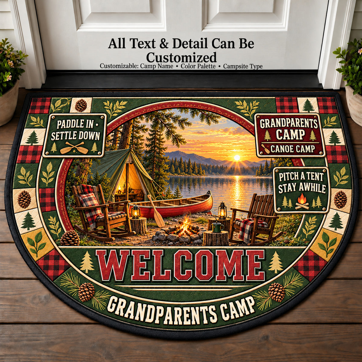 Canoe Camp - Grandparents Camp Personalized Half Round Mat | 5To9Vibe