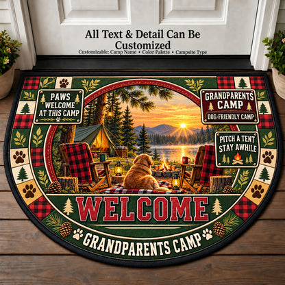Dog Friendly Camp - Grandparents Camp Personalized Half Round Mat | 5To9Vibe