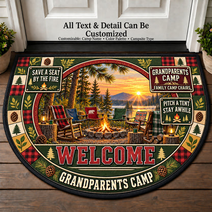 Family Camp Chairs - Grandparents Camp Personalized Half Round Mat | 5To9Vibe