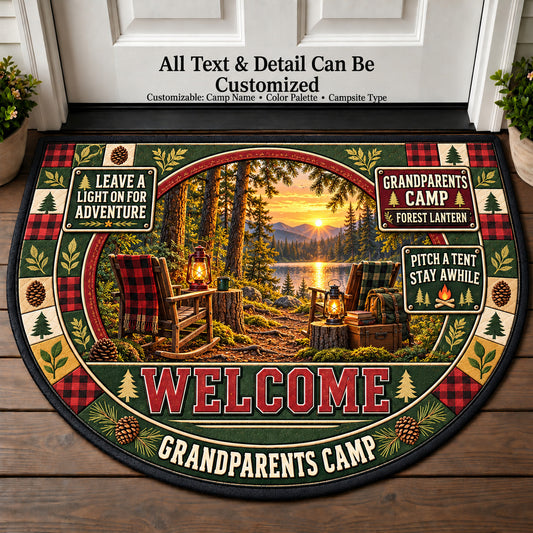 Forest Lantern - Grandparents Camp Personalized Half Round Mat | 5To9Vibe