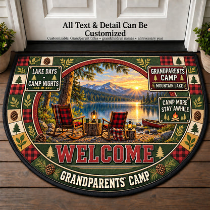 Mountain Lake - Grandparents Camp Personalized Half Round Mat | 5To9Vibe