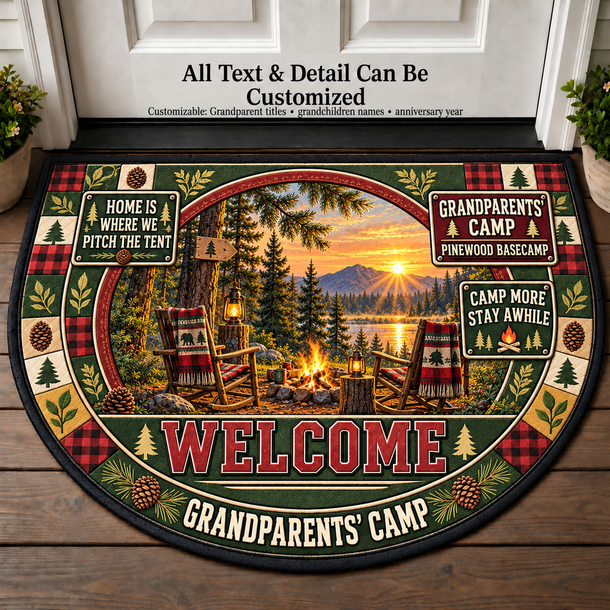 Pinewood Basecamp - Grandparents Camp Personalized Half Round Mat | 5To9Vibe
