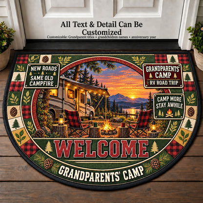 RV Road Trip - Grandparents Camp Personalized Half Round Mat | 5To9Vibe