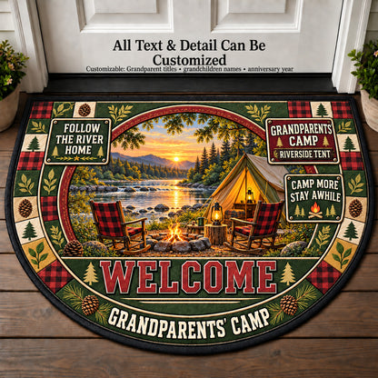 Riverside Tent - Grandparents Camp Personalized Half Round Mat | 5To9Vibe