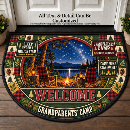 Starlit Campsite - Grandparents Camp Personalized Half Round Mat | 5To9Vibe