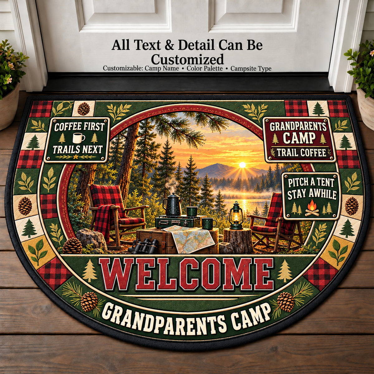 Trail Coffee - Grandparents Camp Personalized Half Round Mat | 5To9Vibe