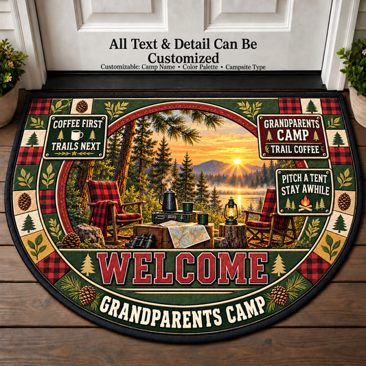 Trail Coffee - Grandparents Camp Personalized Half Round Mat | 5To9Vibe