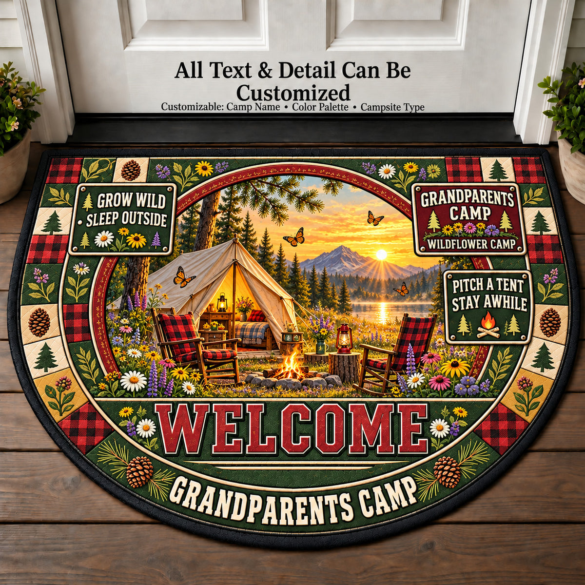 Wildflower Camp - Grandparents Camp Personalized Half Round Mat | 5To9Vibe