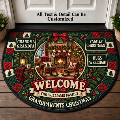 Grandparents Christmas Personalized Half Round Mat | 5To9Vibe