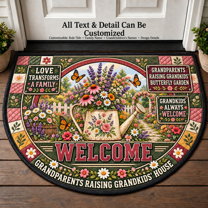 Grandparents Raising Grandkids' Butterfly Garden Personalized Half Round Mat | 5To9Vibe