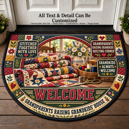 Grandparents Raising Grandkids' Quilting Corner Personalized Half Round Mat | 5To9Vibe