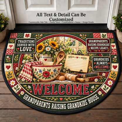 Grandparents Raising Grandkids' Recipe Legacy Personalized Half Round Mat | 5To9Vibe
