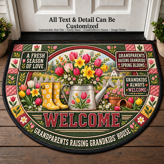 Grandparents Raising Grandkids' Spring Blooms Personalized Half Round Mat | 5To9Vibe