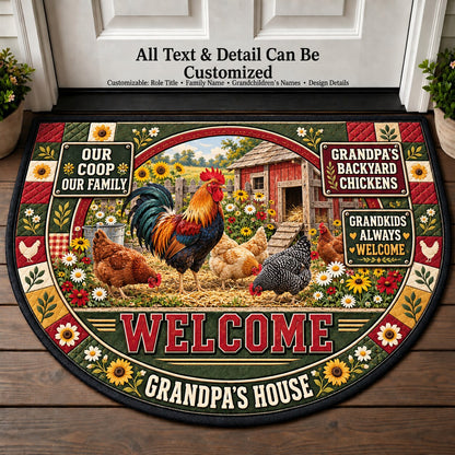 Grandpa's Backyard Chickens Personalized Half Round Mat | 5To9Vibe