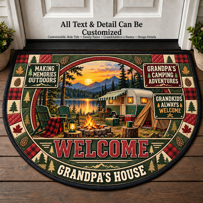 Grandpa's Camping Adventures Personalized Half Round Mat | 5To9Vibe