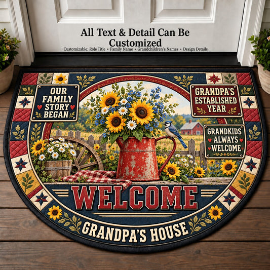 Grandpa's Established Year Personalized Half Round Mat | 5To9Vibe