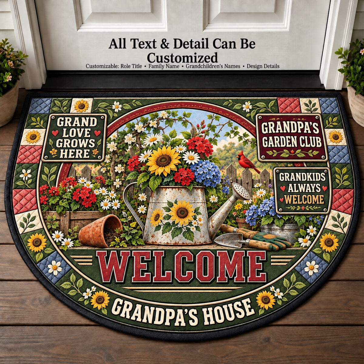 Grandpa's Garden Club Personalized Half Round Mat | 5To9Vibe