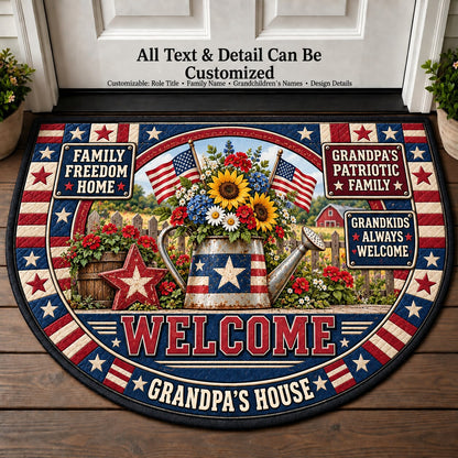 Grandpa's Patriotic Family Personalized Half Round Mat | 5To9Vibe