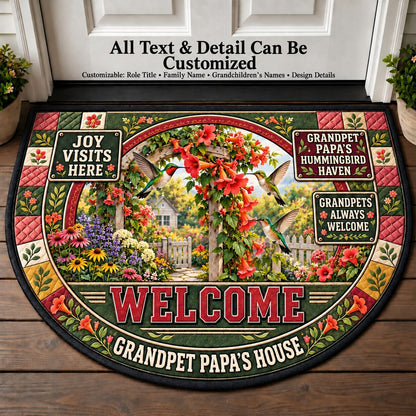 Grandpet Papa's Hummingbird Haven Personalized Half Round Mat | 5To9Vibe