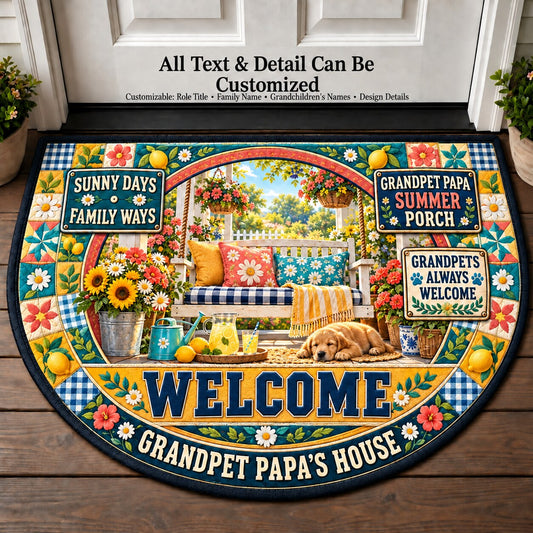 Grandpet Papa's Summer Porch Personalized Half Round Mat | 5To9Vibe