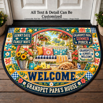 Grandpet Papa's Summer Porch Personalized Half Round Mat | 5To9Vibe