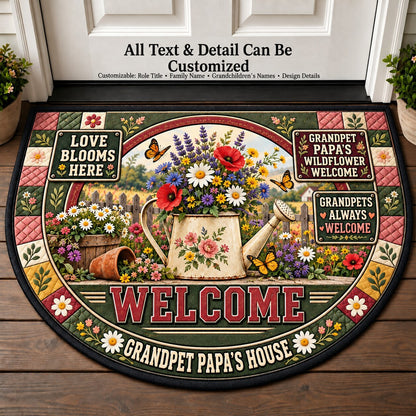 Grandpet Papa's Wildflower Welcome Personalized Half Round Mat | 5To9Vibe