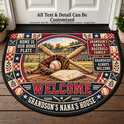 Grandson's Nana's Baseball Family Personalized Half Round Mat | 5To9Vibe