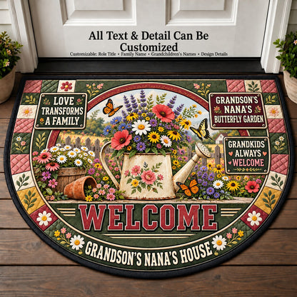 Grandson's Nana's Butterfly Garden Personalized Half Round Mat | 5To9Vibe