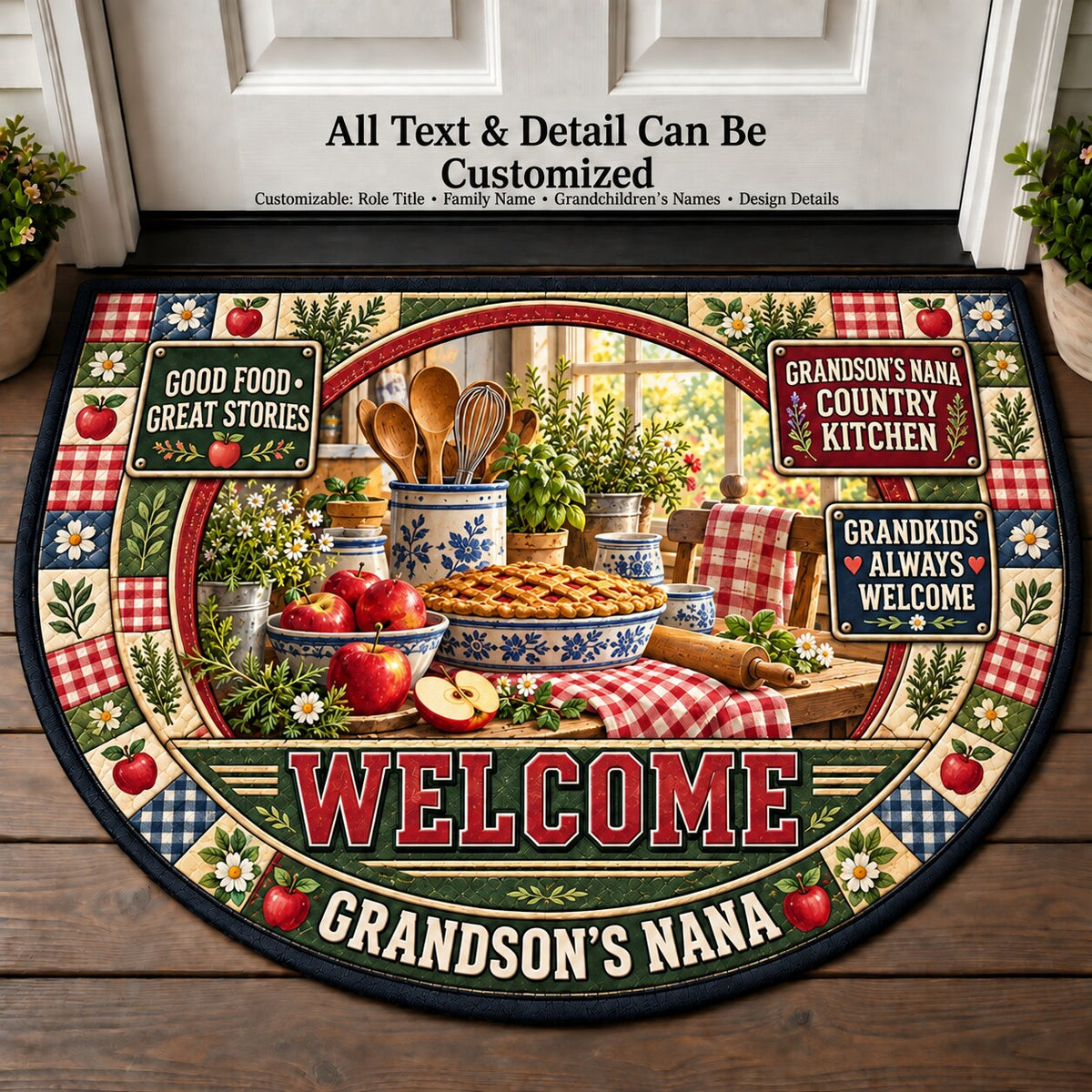 Grandson's Nana's Country Kitchen Personalized Half Round Mat | 5To9Vibe