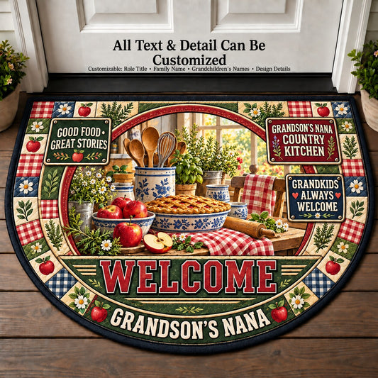 Grandson's Nana's Country Kitchen Personalized Half Round Mat | 5To9Vibe